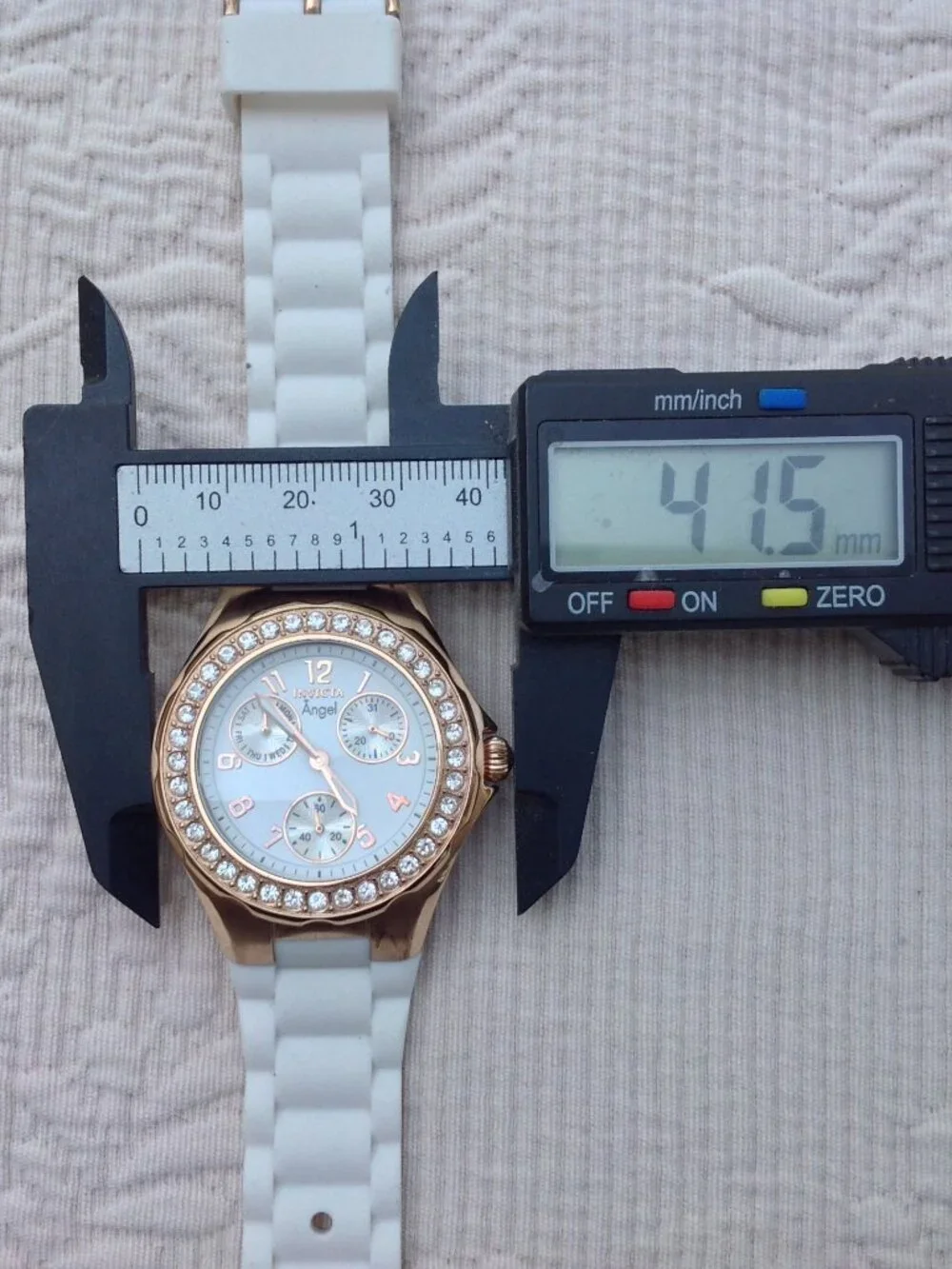 Invicta Angel Ladies Watch Rose Gold, Complications, White Band